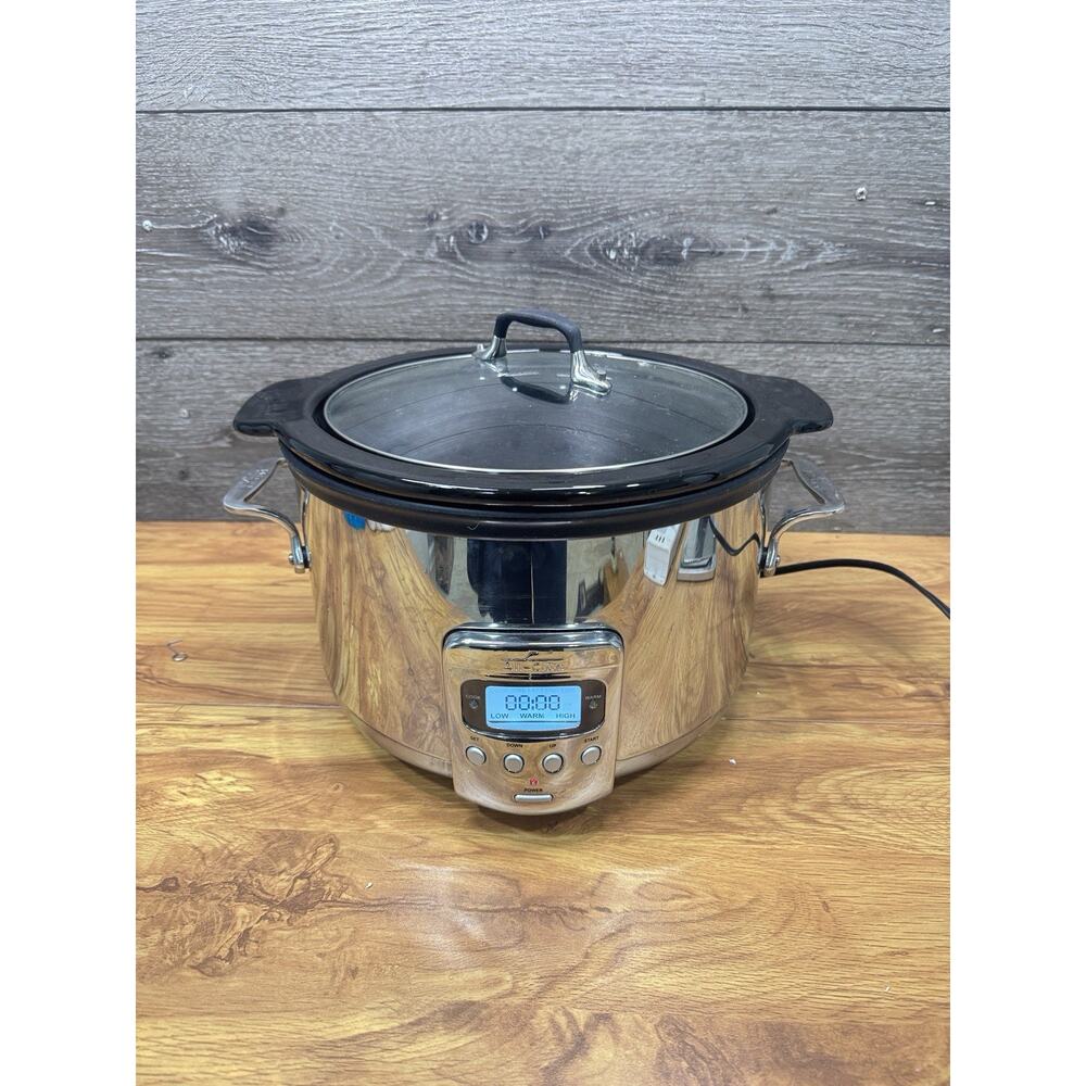 All-Clad SC03 Slow Cooker Stainless Steel Ceramic Electric Glass Lid Excellent